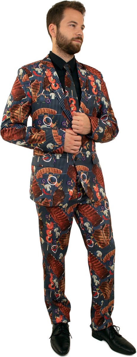 Eten & Drinken Kostuum | Grill Meester Bbq King 3delig | Man | Maat 48 | Carnaval kostuum | Verkleedkleding